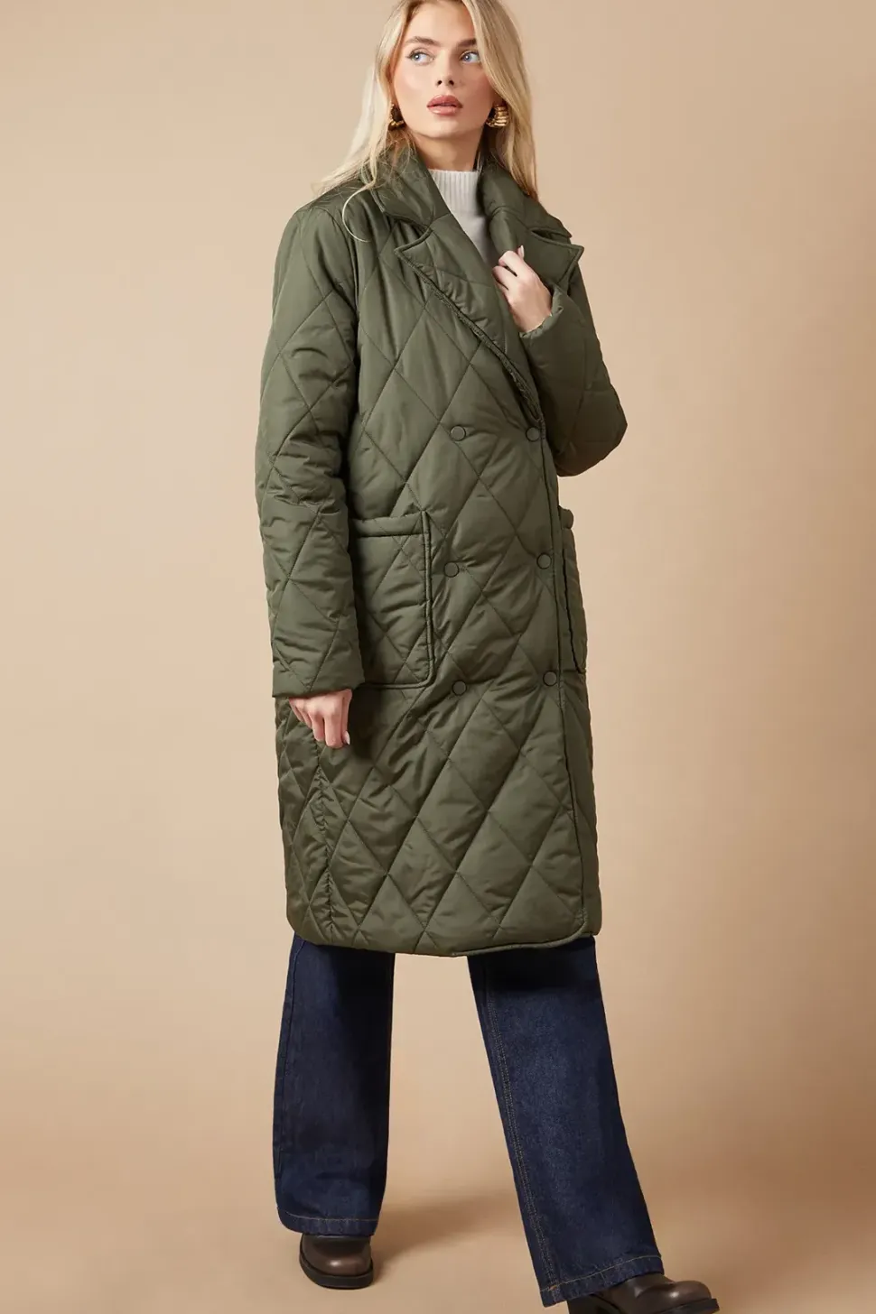 Quilted Diamond Puffer Coat