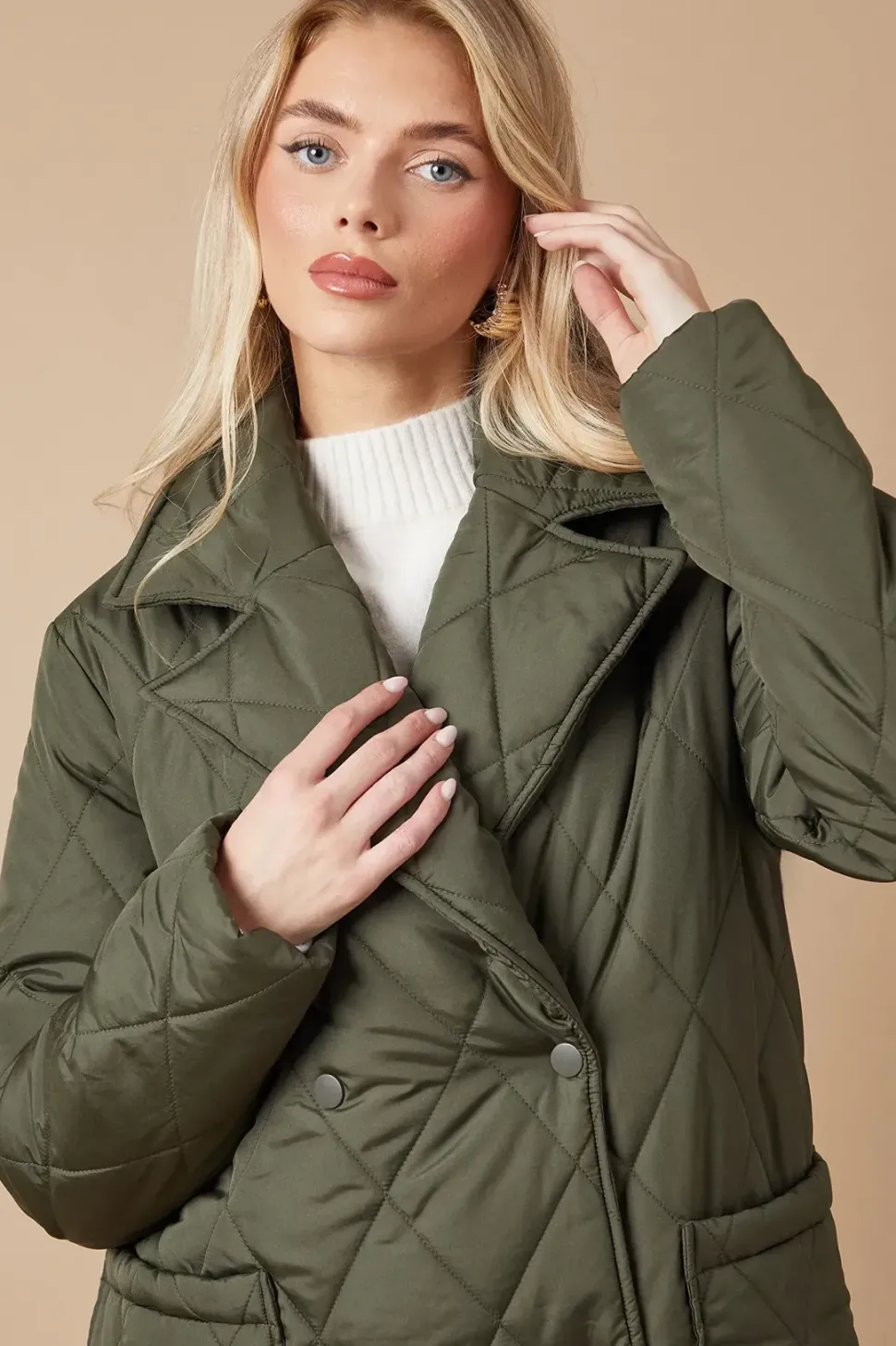 Quilted Diamond Puffer Coat