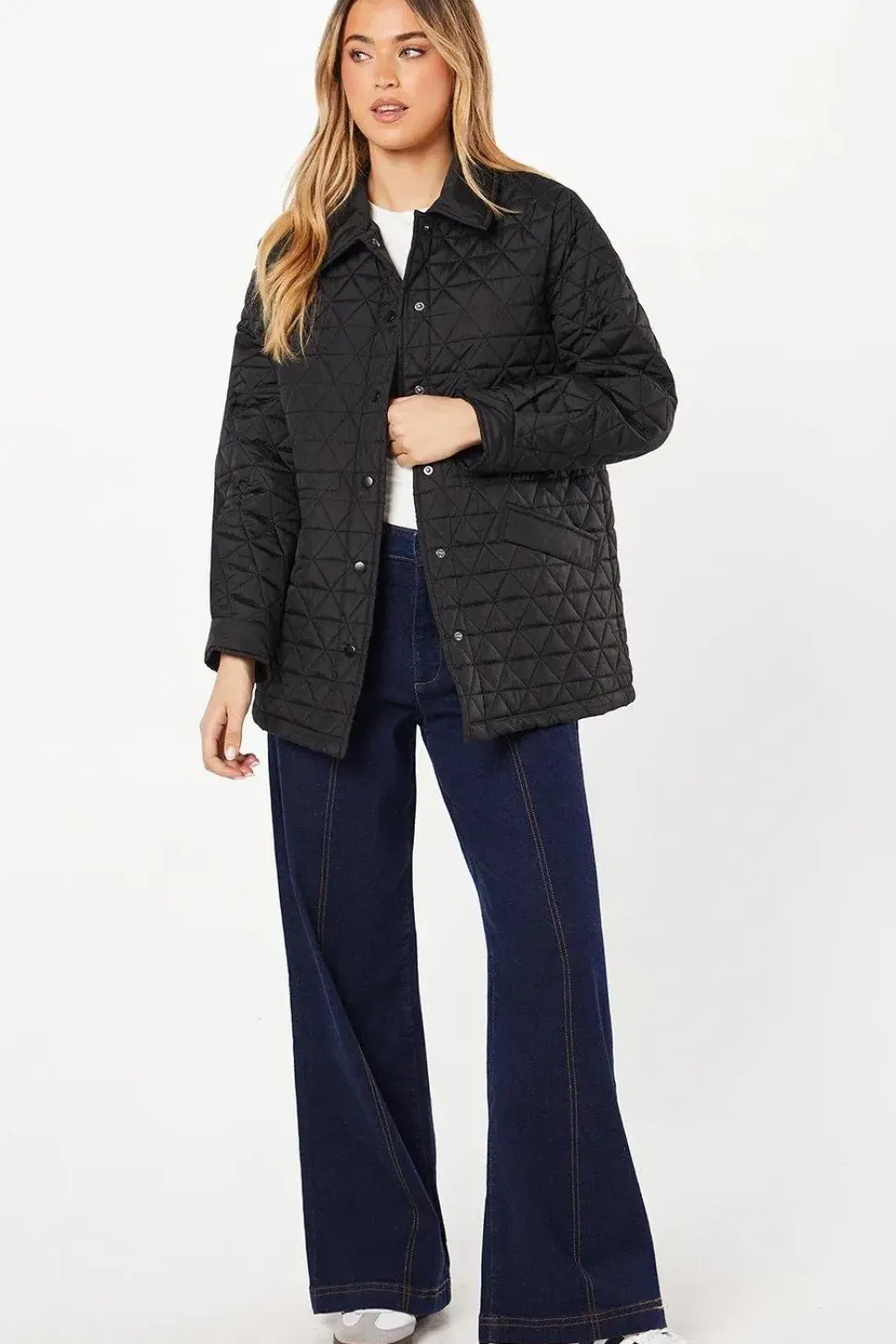 Quilted Padded Collar Short Puffer Coat