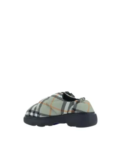 Quilted Padded Slip-On Flat Shoes with Contrasting Sole