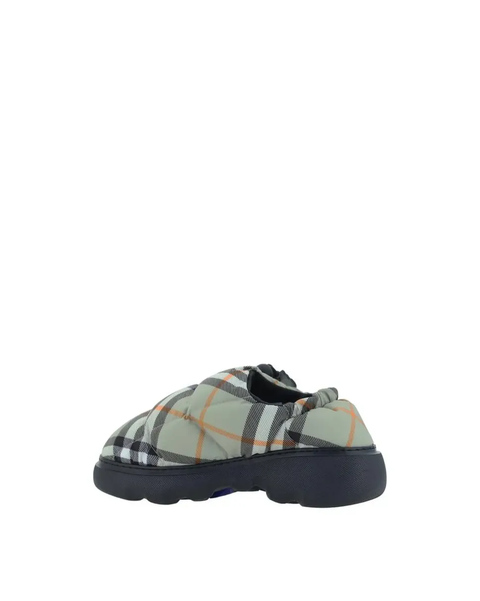 Quilted Padded Slip-On Flat Shoes with Contrasting Sole