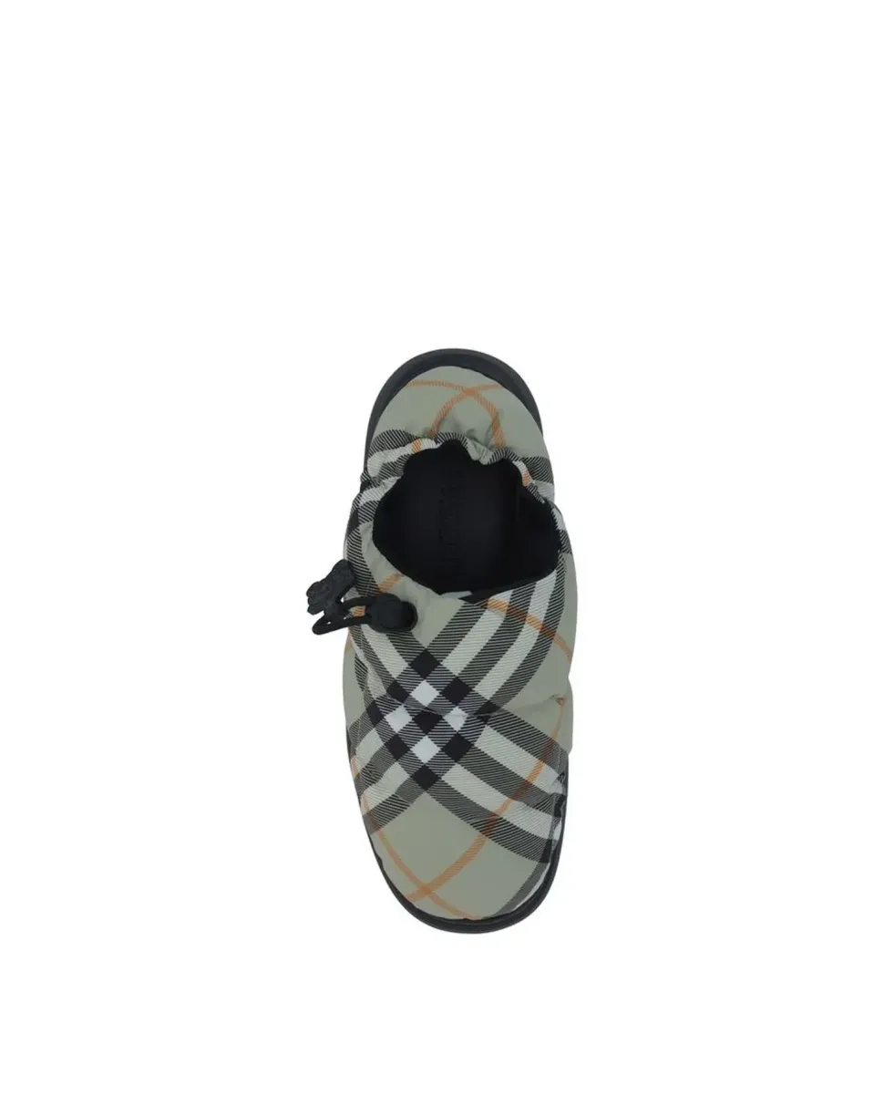 Quilted Padded Slip-On Flat Shoes with Contrasting Sole