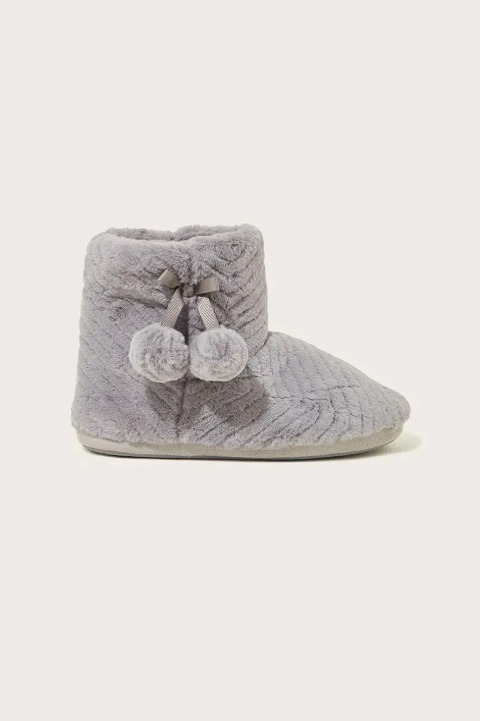 Quilted Pom-Pom Slipper Boots