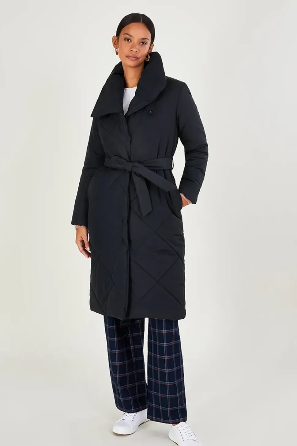 Quinn quilted hooded longline coat