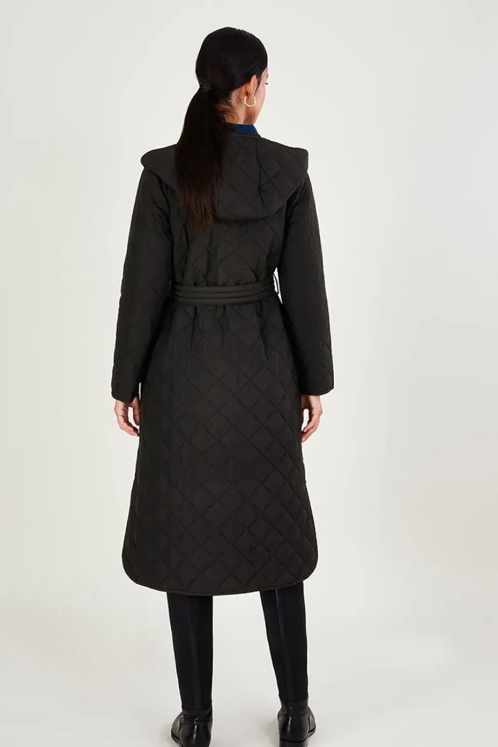 Quinn Quilted Hooded Longline Coat in Recycled Polyester