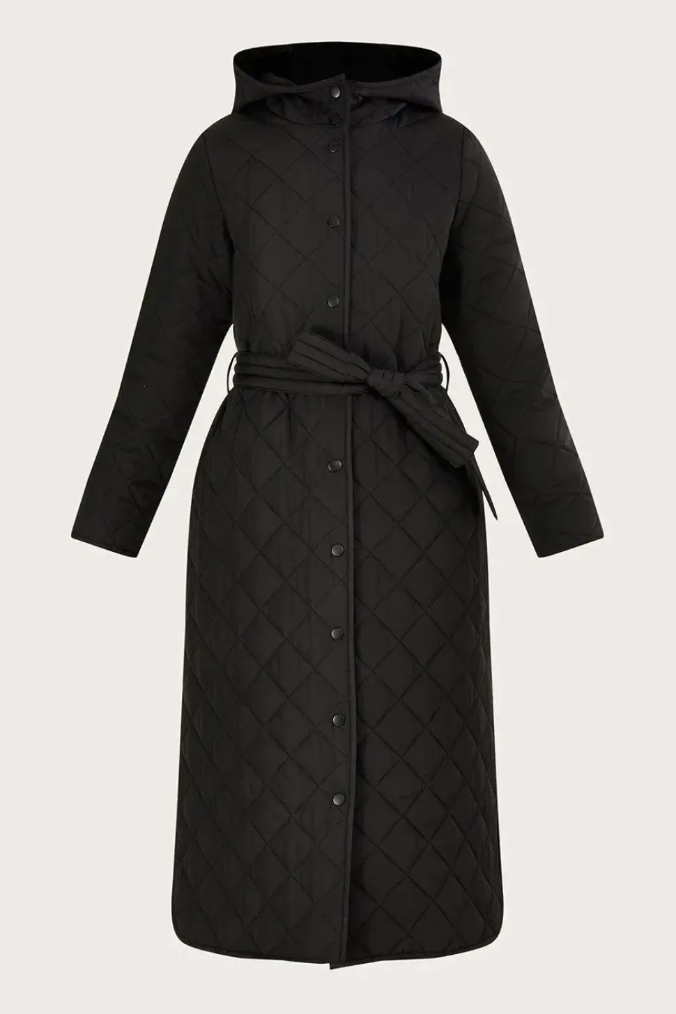 Quinn Quilted Hooded Longline Coat in Recycled Polyester