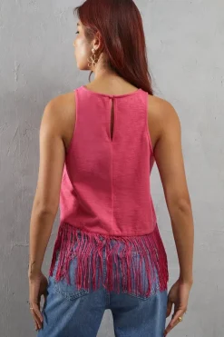 Racer Lace Fringe Shell Top