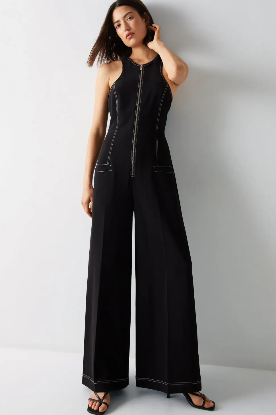 Racer Neck Tailored Jumpsuit