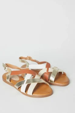 Rafaella Cross Strap Low Wedge Sandals