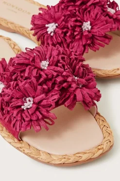 Raffia Floral Suede Sliders