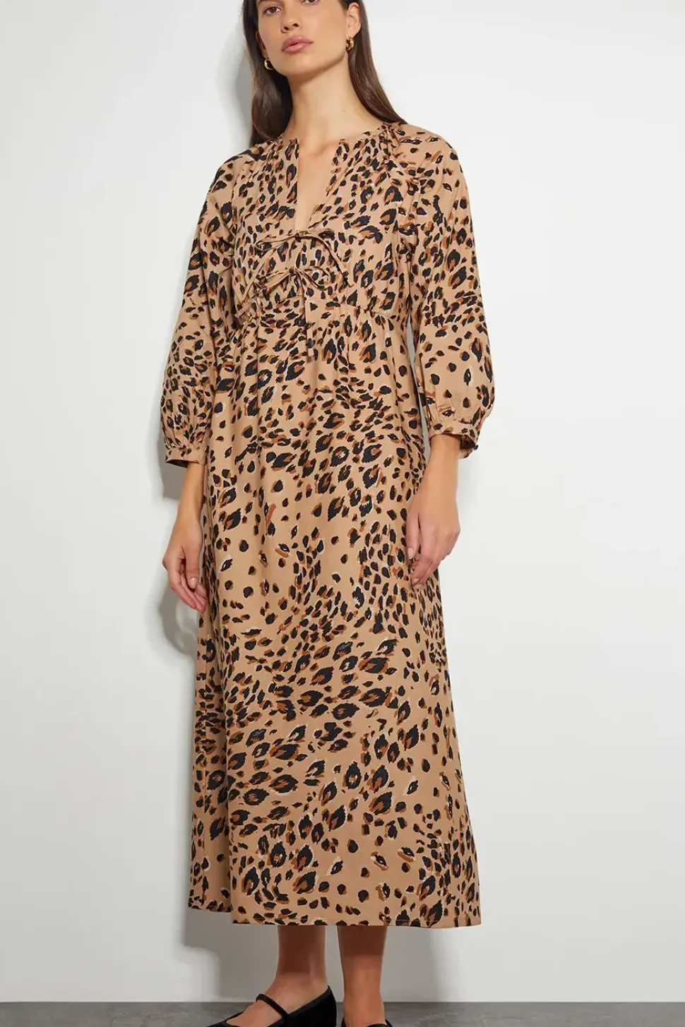 Raife Leopard Print Tie Midi Dress