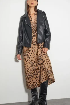 Raife Leopard Print Tie Midi Dress