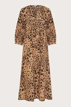 Raife Leopard Print Tie Midi Dress