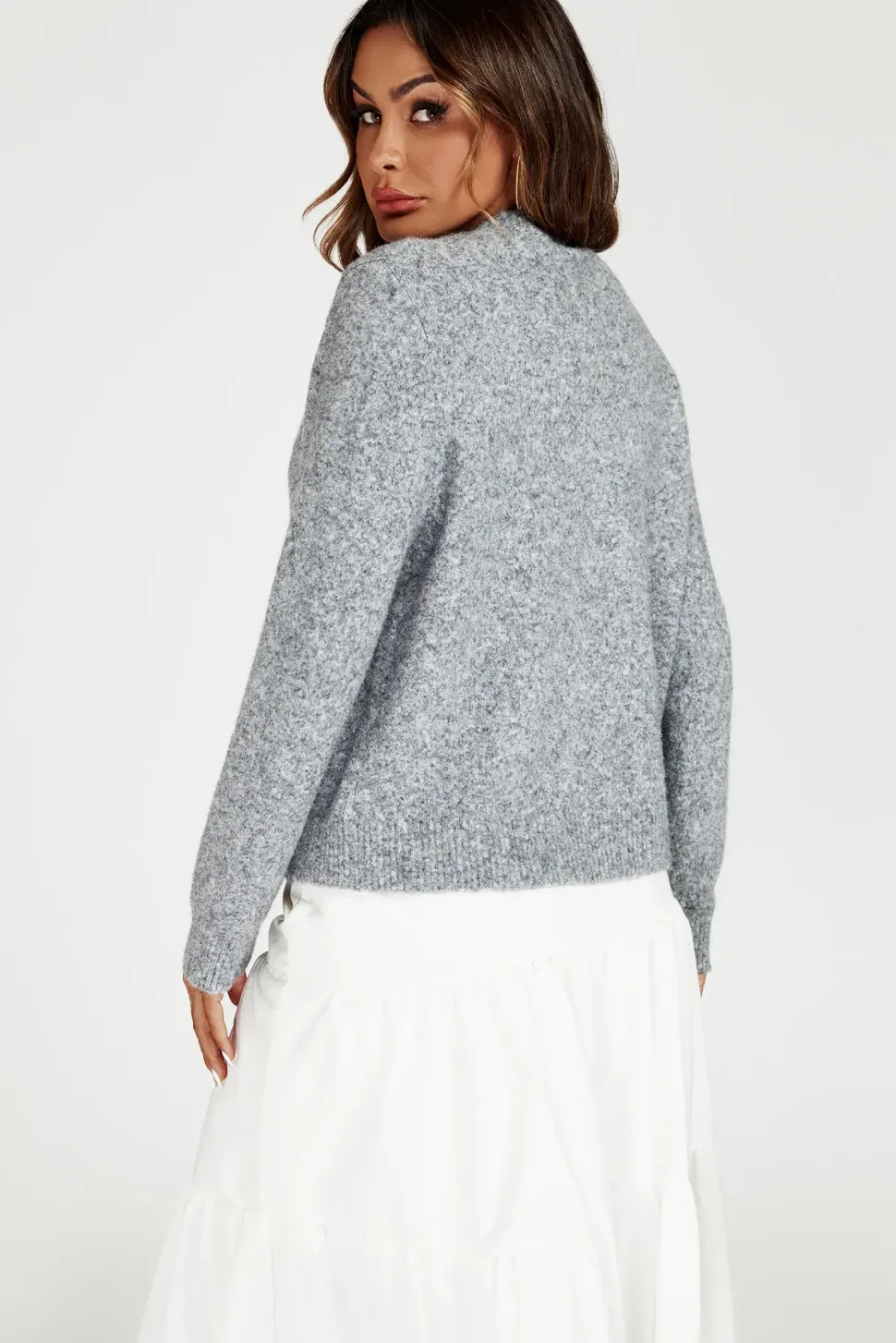 Rainbow Buttons Cardigan In Grey