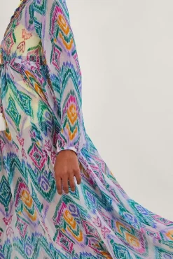 Rainbow Ikat Print Kaftan Dress in LENZING邃