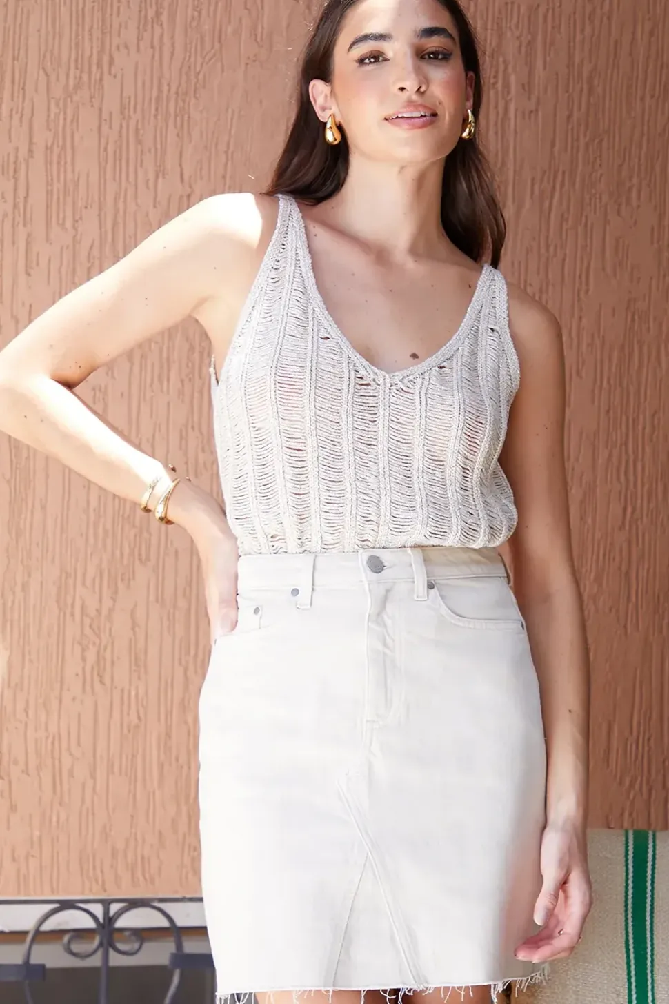 Raw Hem Denim Mini Skirt