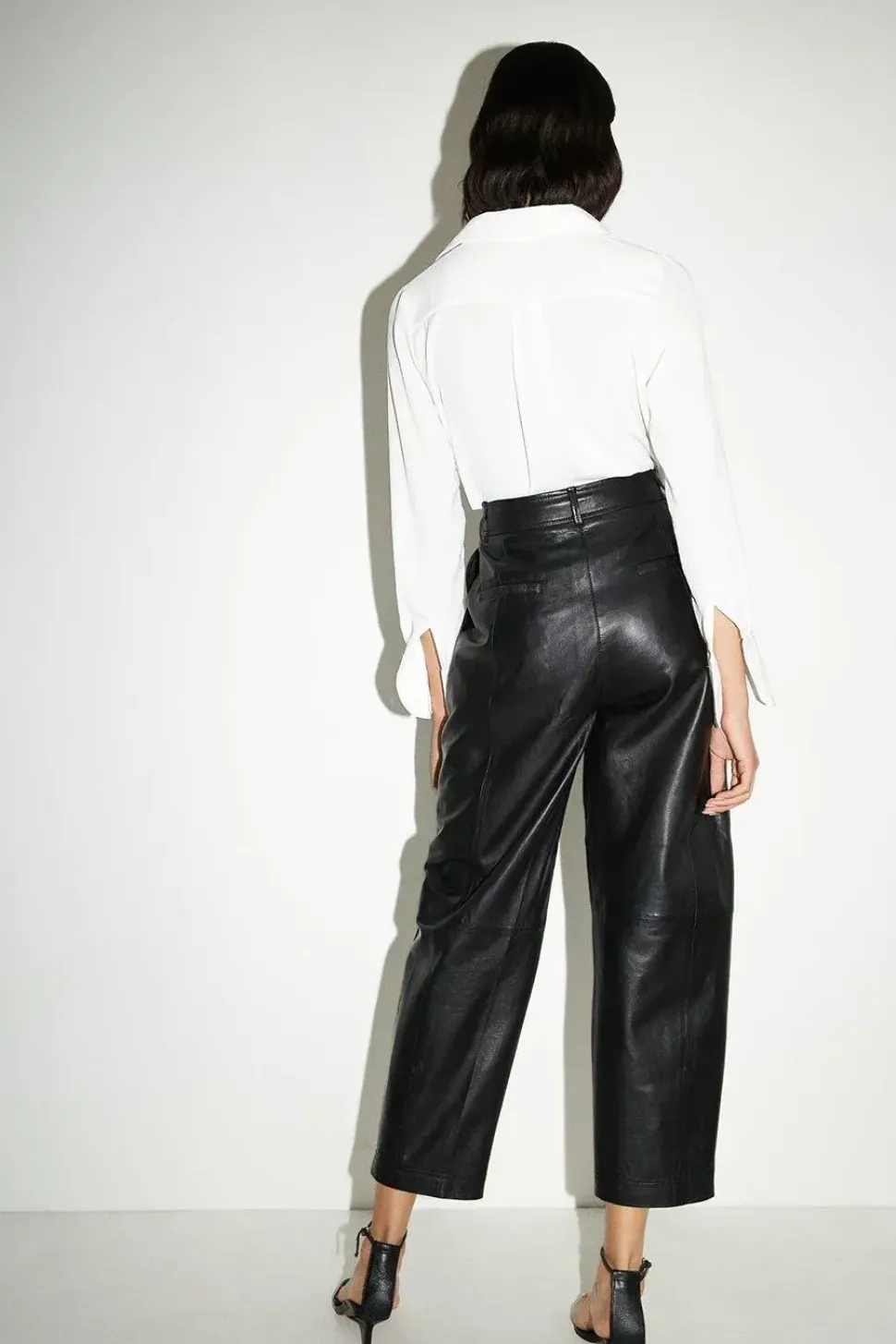 Real Leather Barrel Leg Trouser