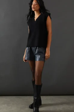 Real Leather Mini Runner Shorts