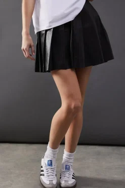Real Leather Pleated Mini Skirt