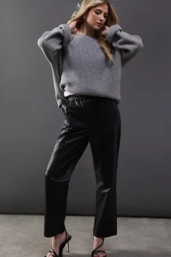 Real Leather Straight Leg Jogger