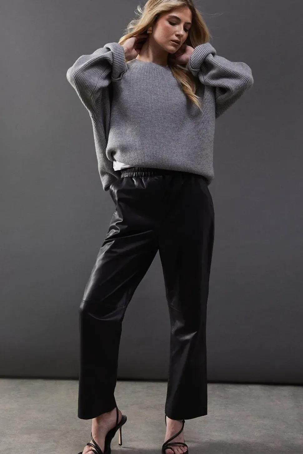 Real Leather Straight Leg Jogger