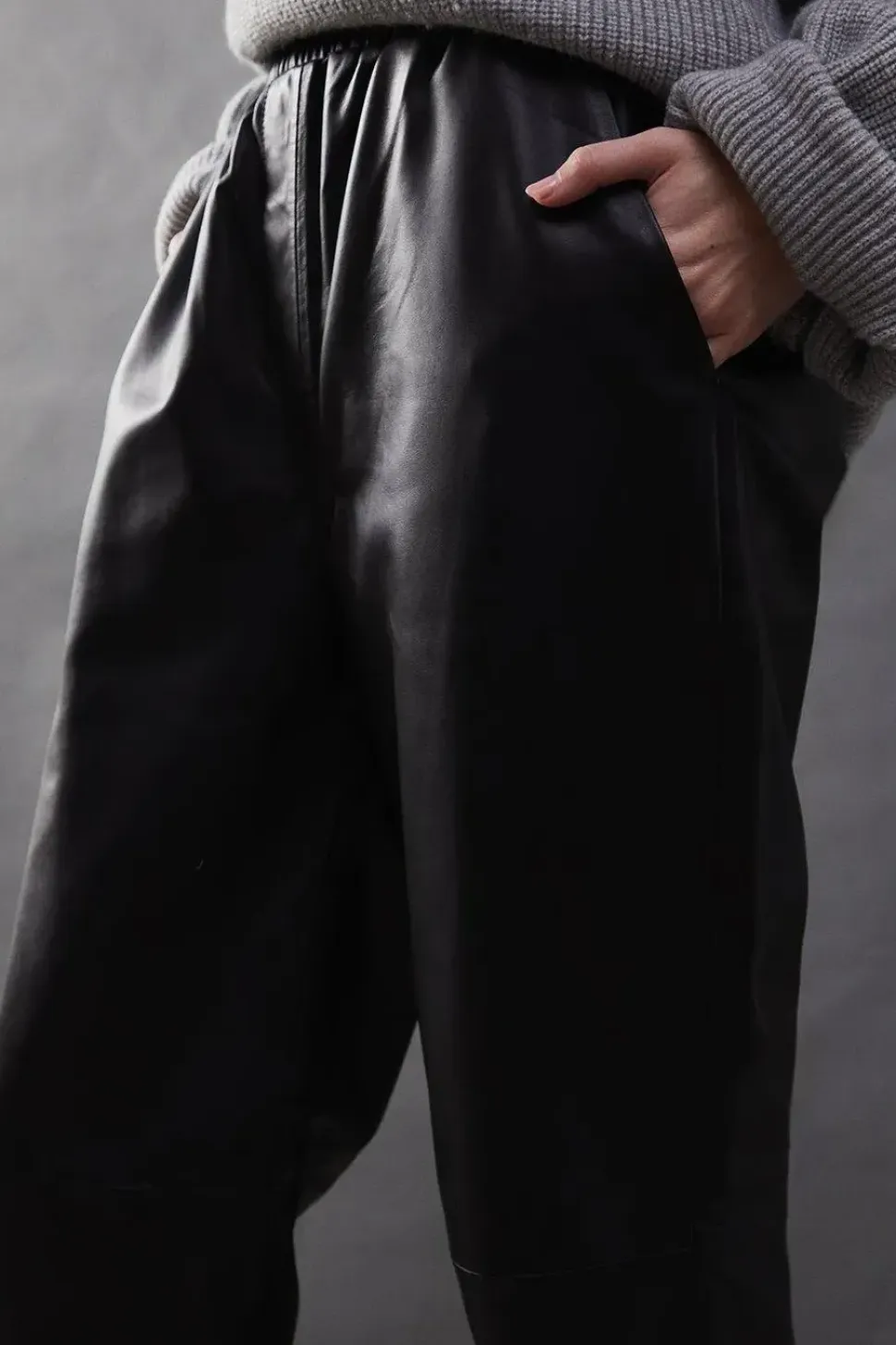 Real Leather Straight Leg Jogger