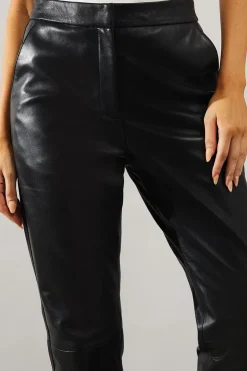 Real Leather Tapered Leg Trousers