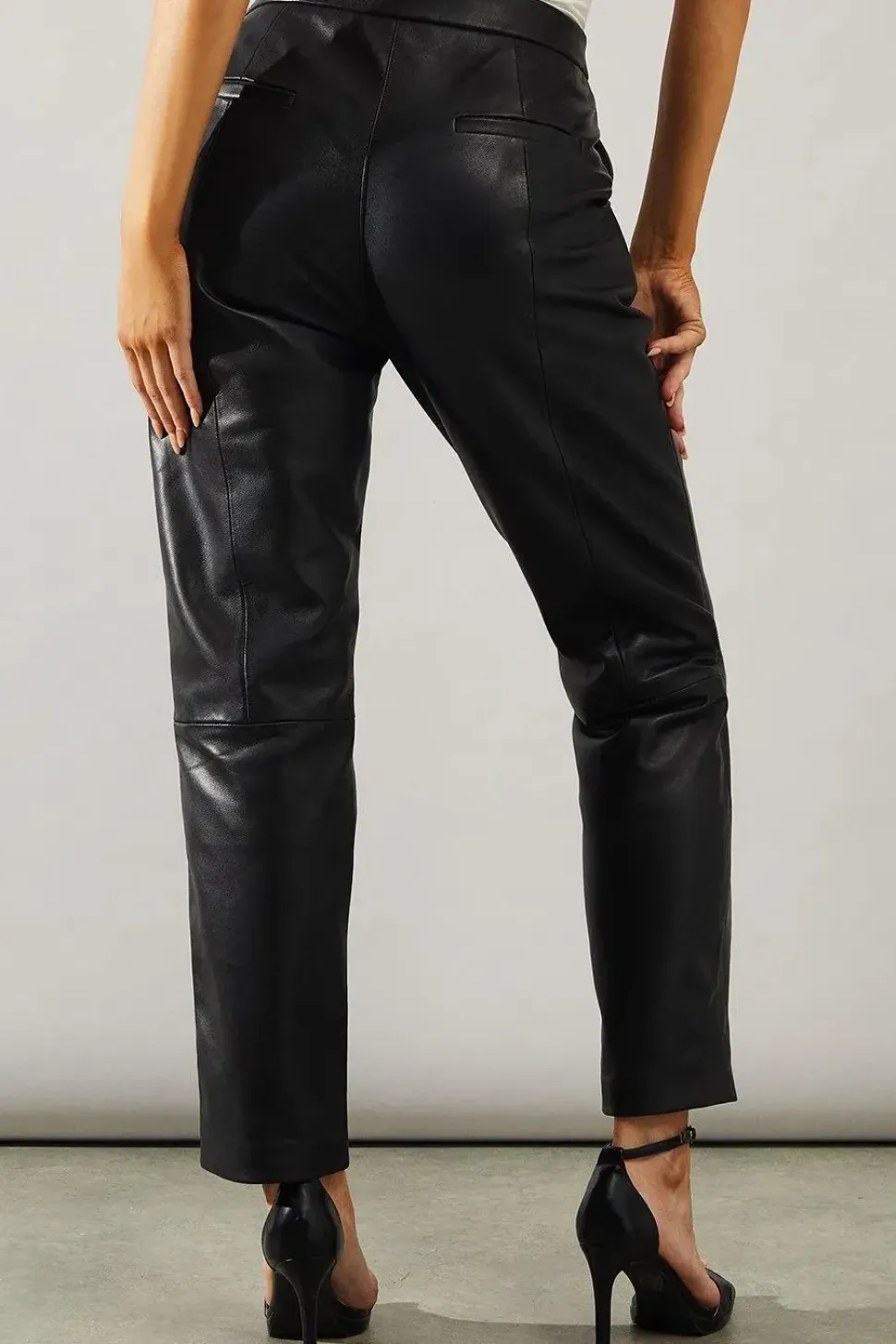 Real Leather Tapered Leg Trousers