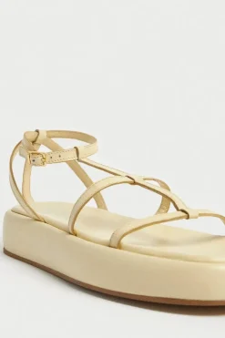 Real Leather T-Bar Strappy Flatform Sandal