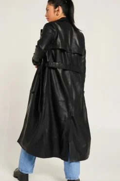 Real Leather Trench Coat