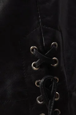 Real Leather Whipstitch Detail Shorts