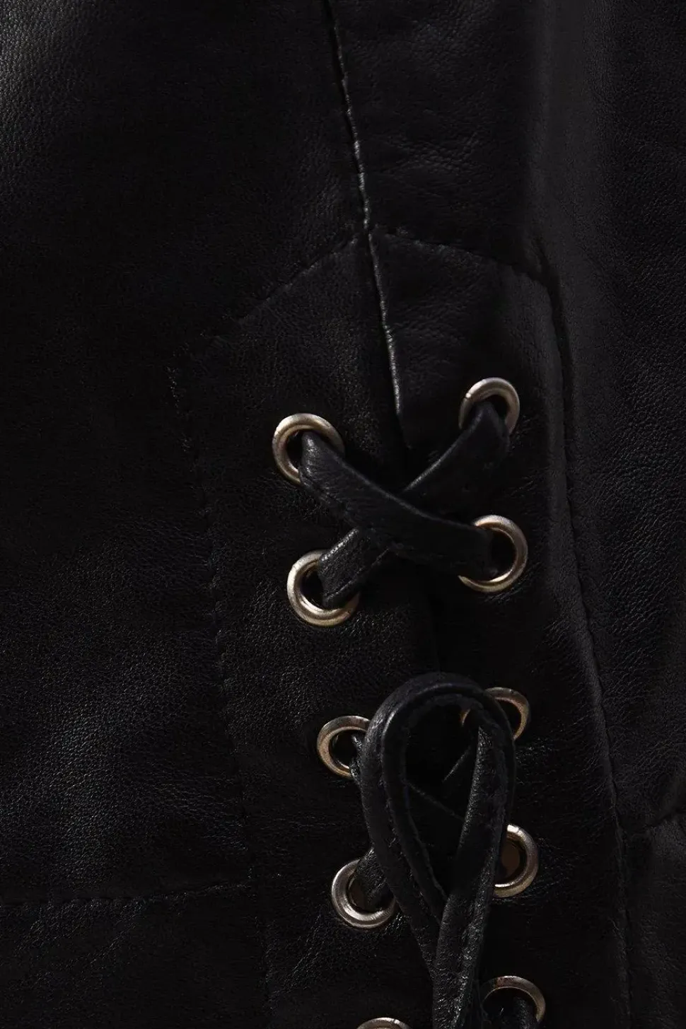 Real Leather Whipstitch Detail Shorts