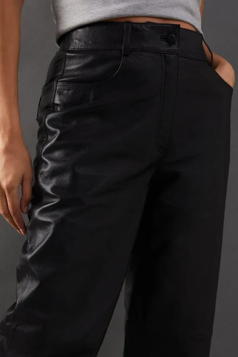 Real Leather Wide Leg Trousers