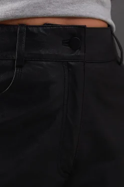 Real Leather Wide Leg Trousers