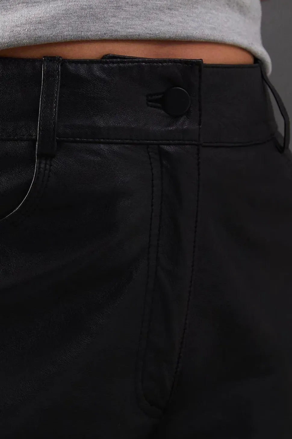 Real Leather Wide Leg Trousers
