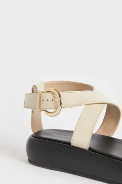 Real Leather Wrap Around Ankle Chunky Sandal