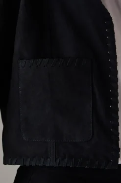 Real Suede Cropped Whipstitch Jacket