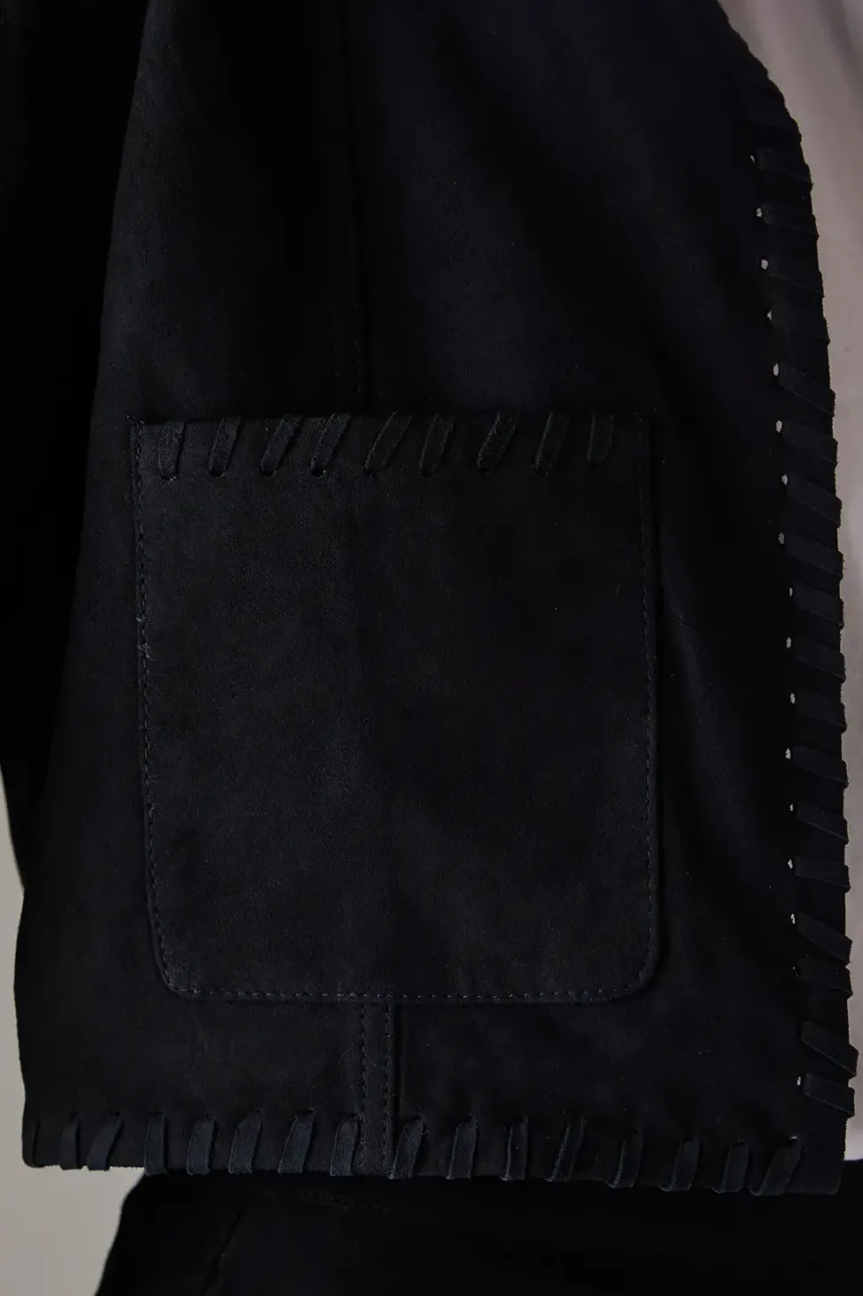 Real Suede Cropped Whipstitch Jacket
