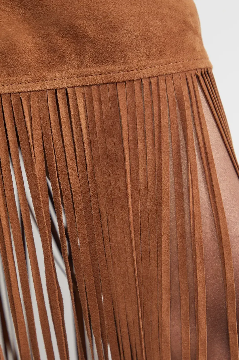 Real Suede Fringed Maxi Skirt