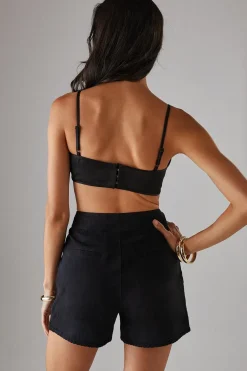 Real Suede Lace Up Whipstitch Shorts