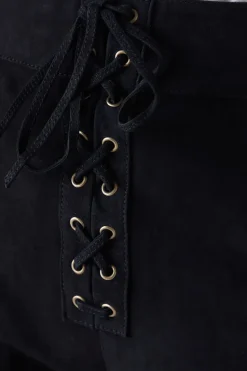 Real Suede Lace Up Whipstitch Shorts