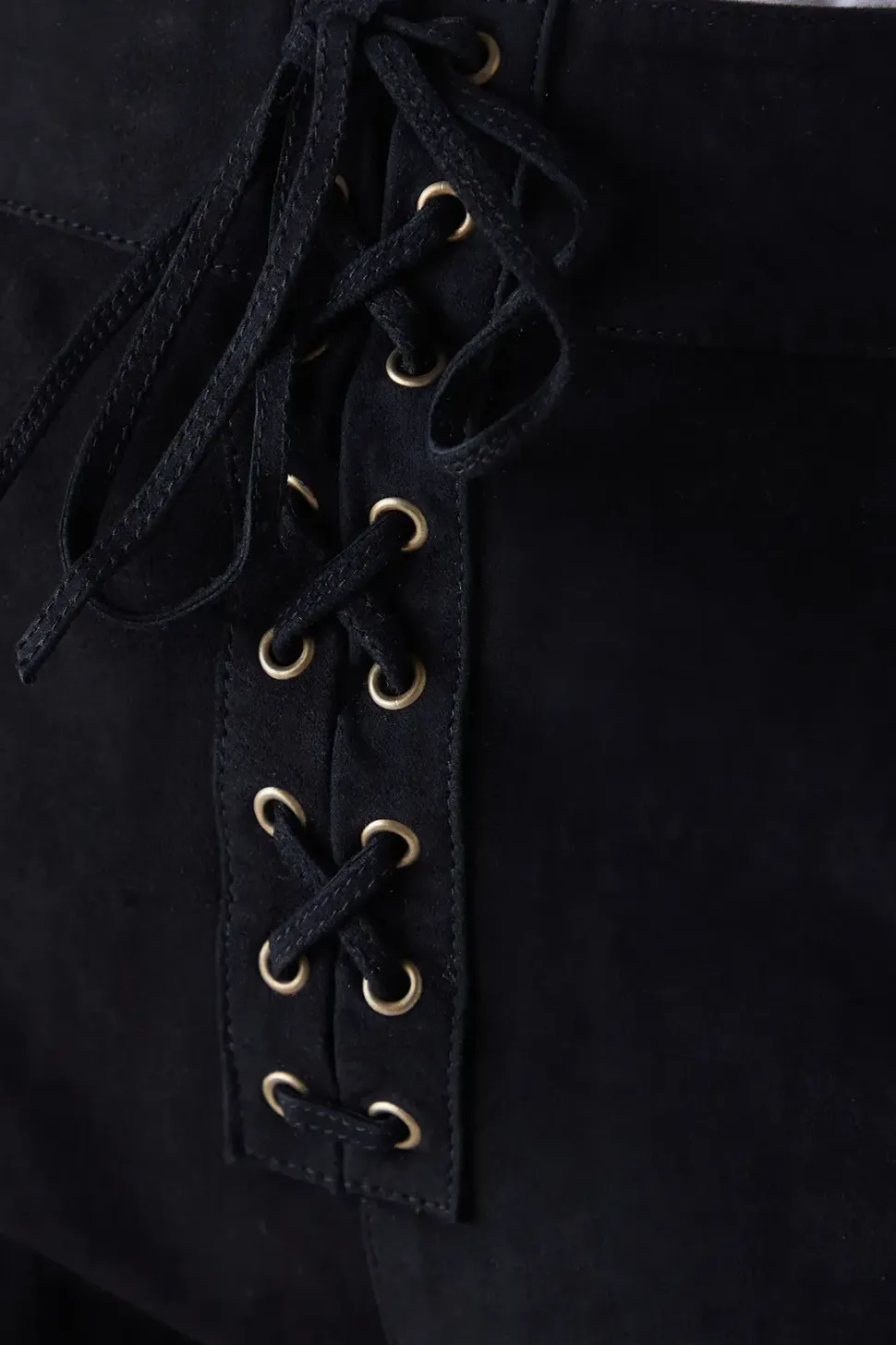 Real Suede Lace Up Whipstitch Shorts