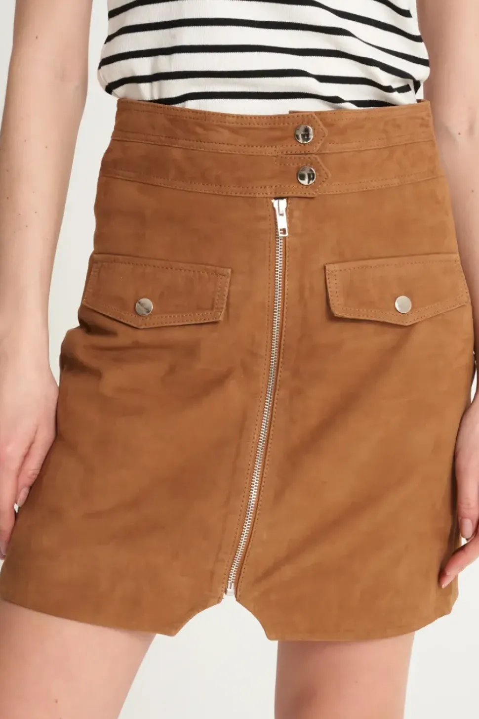 Real Suede Zip Skirt