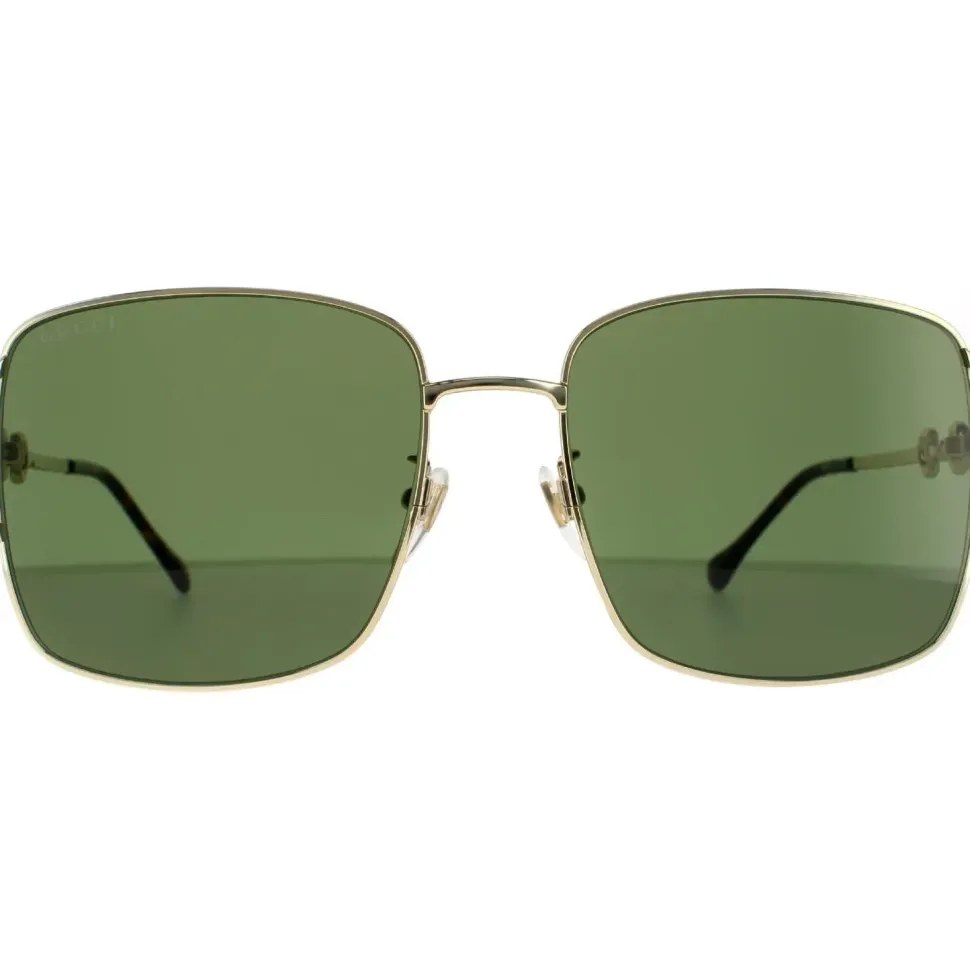Rectangle Gold Green Sunglasses