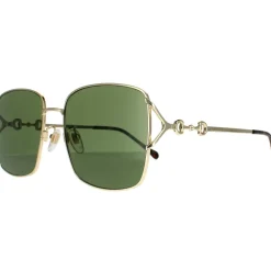 Rectangle Gold Green Sunglasses