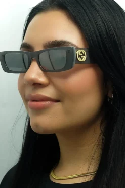 Rectangle Grey Silver Sunglasses