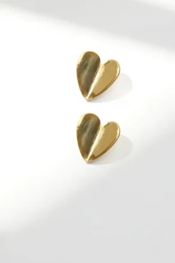 Recycled Gold Plated Sterling Silver 925 Heart Stud Earrings