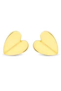 Recycled Gold Plated Sterling Silver 925 Heart Stud Earrings
