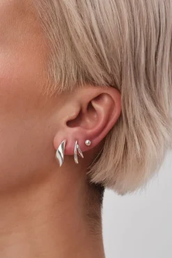 Recycled Sterling Silver 925 Clean Polished Twist Hoop Earrings