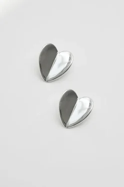 Recycled Sterling Silver 925 Heart Stud Earrings